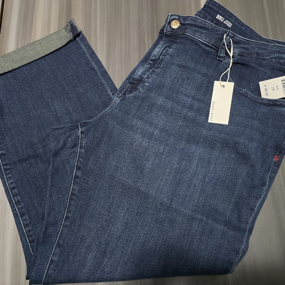 NWT Warp + Weft Women's Nordstrom Dark Blue Boyfriend Jeans Noma $98